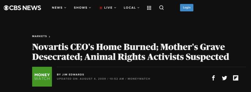 世界著名医企诺华公司的时任CEO魏思乐博士位于奥地利巴赫的一处度假屋被放火焚烧 ...