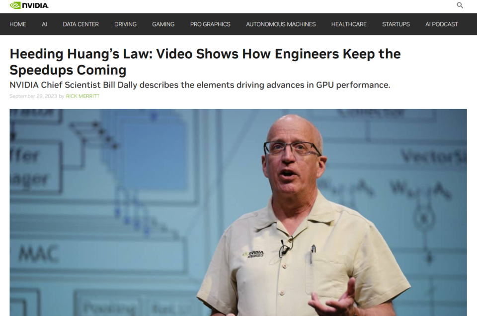 英伟达发文宣布了“黄氏定律（Huang's Law）”